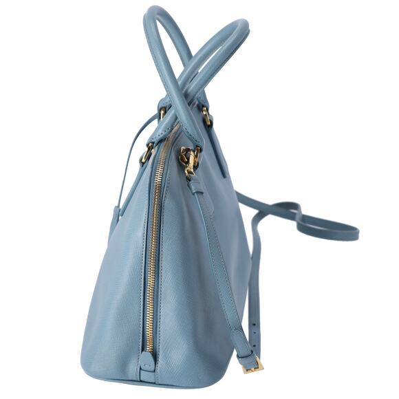 PRADA Promenade Handbag 1BA837 Light Blue Saffiano Lux Leather - Picture 2 of 8